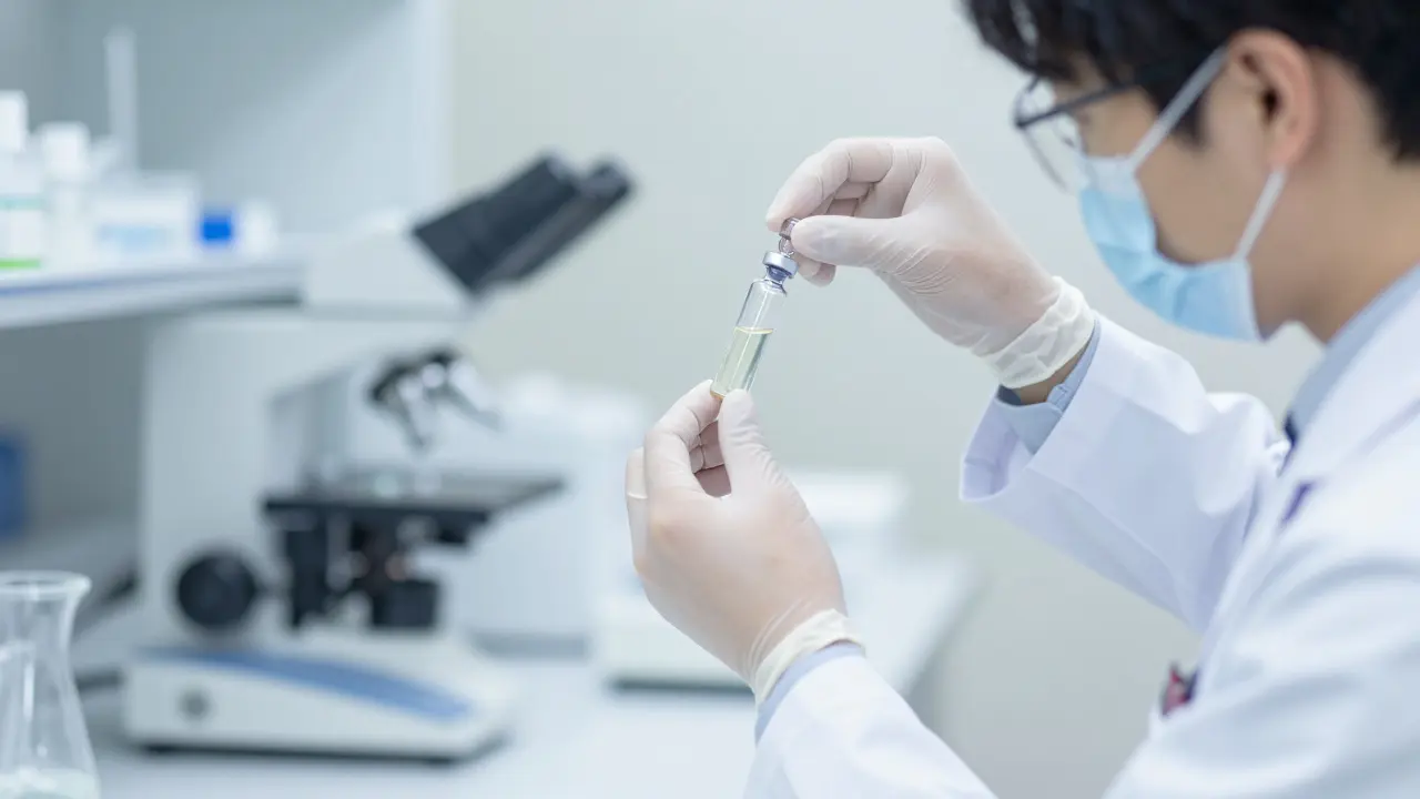 Vědec v japonské laborat sourced zkoumající CBD olej