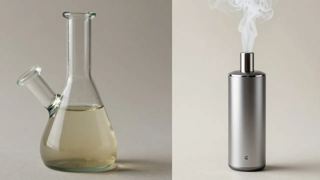 Comparison of dirty bong water vs clean vaporizer vapor