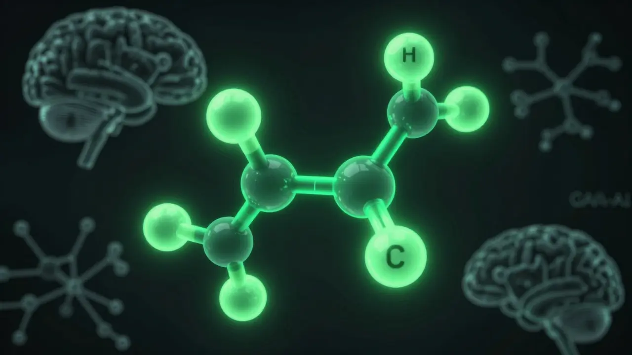 Molekula thujonu a neuronální receptory v mozku