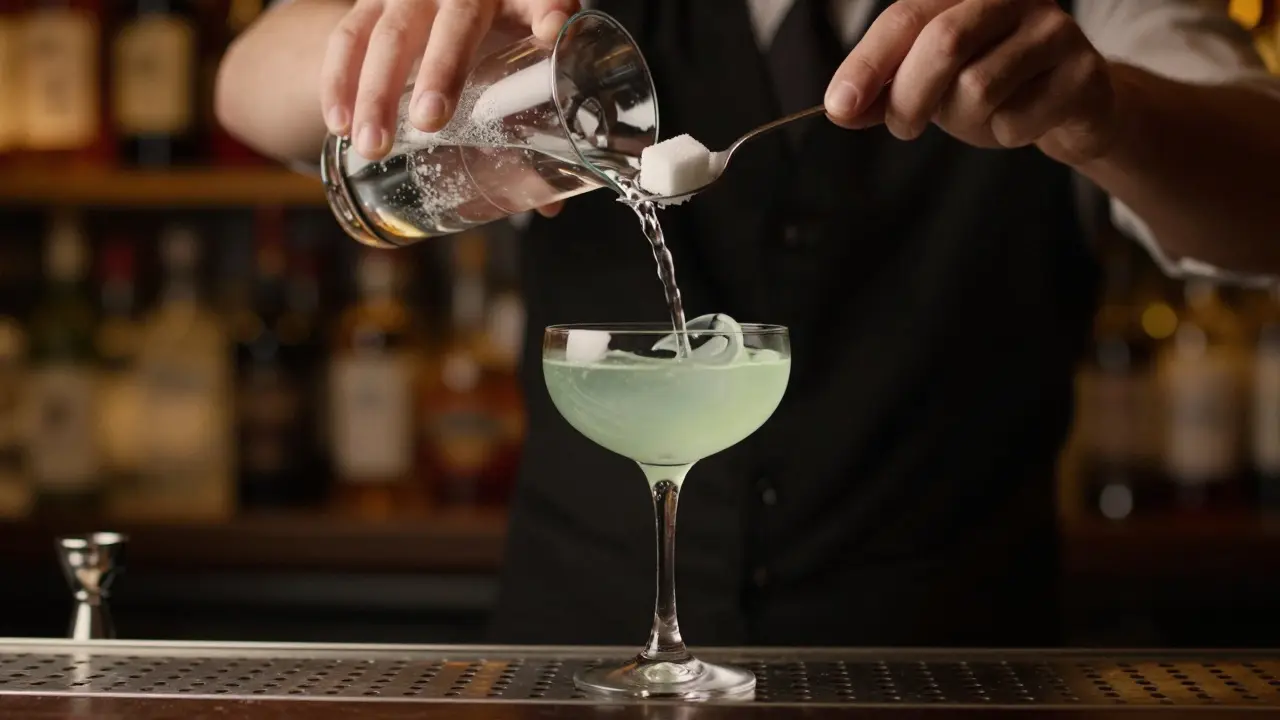 Tradice podávání absintu s ledovou vodou a cukrem
