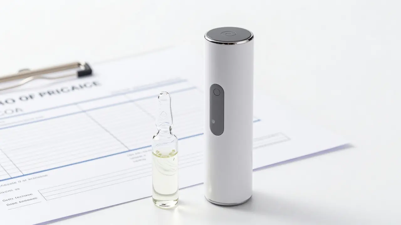 Vaporizér vedle laboratorního protokolu o čistotě produktu