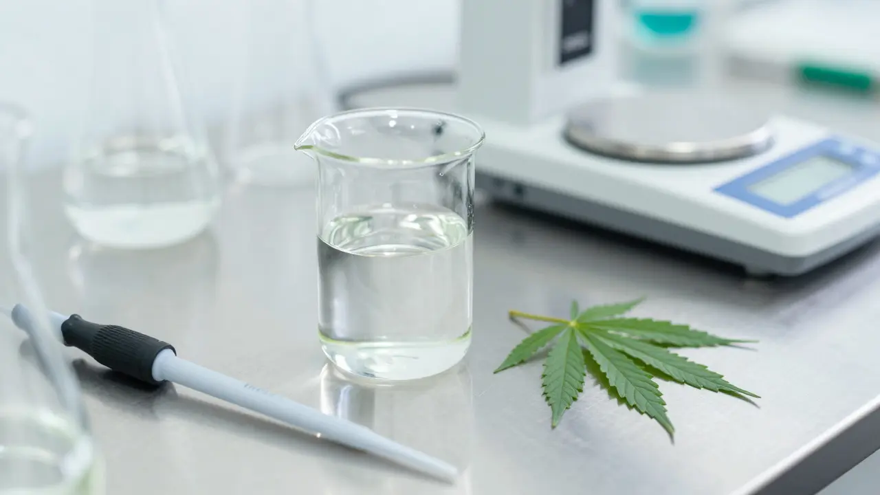 Laboratorní prostředí s extraktem konopí