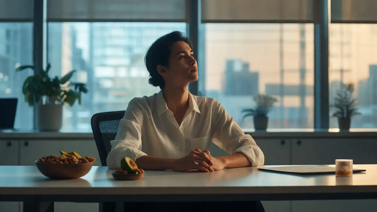 Odpolední relaxace s CBD a zdravými tuky v kanceláři